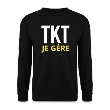 TKT Ich manage Geschenk Lustiger Mann Humoristische Frau - Unisex Pullover - Schwarz - Vorne - Alina (178cm) & Michal (187cm)
