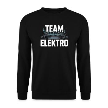 Team Elektro Grillen Strom Outdoor Spaß - Unisex Pullover - Schwarz - Vorne - Alina (178cm) & Michal (187cm)