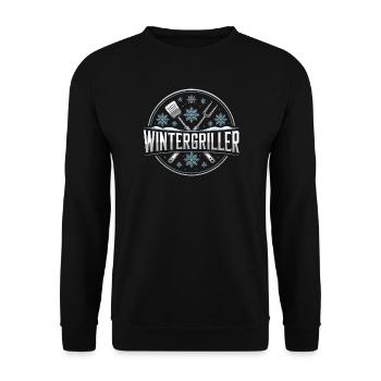 Maître du barbecue Winter Griller Snowflakes - Sweat-shirt Unisexe - noir - Devant - Alina (178cm) & Michal (187cm)
