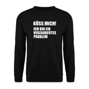 Küss mich ich bin ein verzaubertes Problem - Unisex Pullover - Schwarz - Vorne - Alina (178cm) & Michal (187cm)