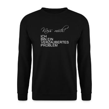Küss mich ich bin ein verzaubertes Problem - Unisex Pullover - Schwarz - Vorne - Alina (178cm) & Michal (187cm)