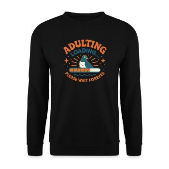 Adulting Loading Pigeon - Unisex Sweatshirt - black - Front - Alina (178cm) & Michal (187cm)