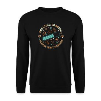 Adulting Loading Party - Unisex Pullover - Schwarz - Vorne - Alina (178cm) & Michal (187cm)