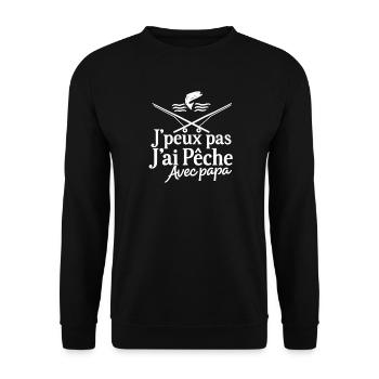 Ich kann nicht. Ich habe mit Papa geangelt. - Unisex Pullover - Schwarz - Vorne - Alina (178cm) & Michal (187cm)