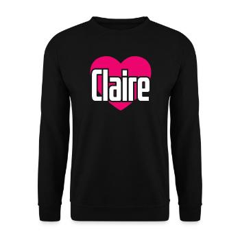 J’aime Claire Coeur Rose J’aime Claire - Sweat-shirt Unisexe - noir - Devant - Alina (178cm) & Michal (187cm)