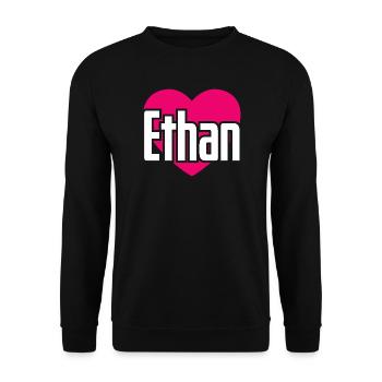I Love Ethan Pinkes Herz Ich liebe Ethan - Unisex Pullover - Schwarz - Vorne - Alina (178cm) & Michal (187cm)