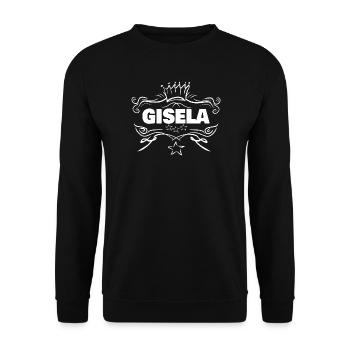 Gisela als Baby - Unisex Pullover - Schwarz - Vorne - Alina (178cm) & Michal (187cm)