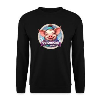 Pistensau Activated Winter Scene Apreski Party - Unisex Sweatshirt - black - Front - Alina (178cm) & Michal (187cm)