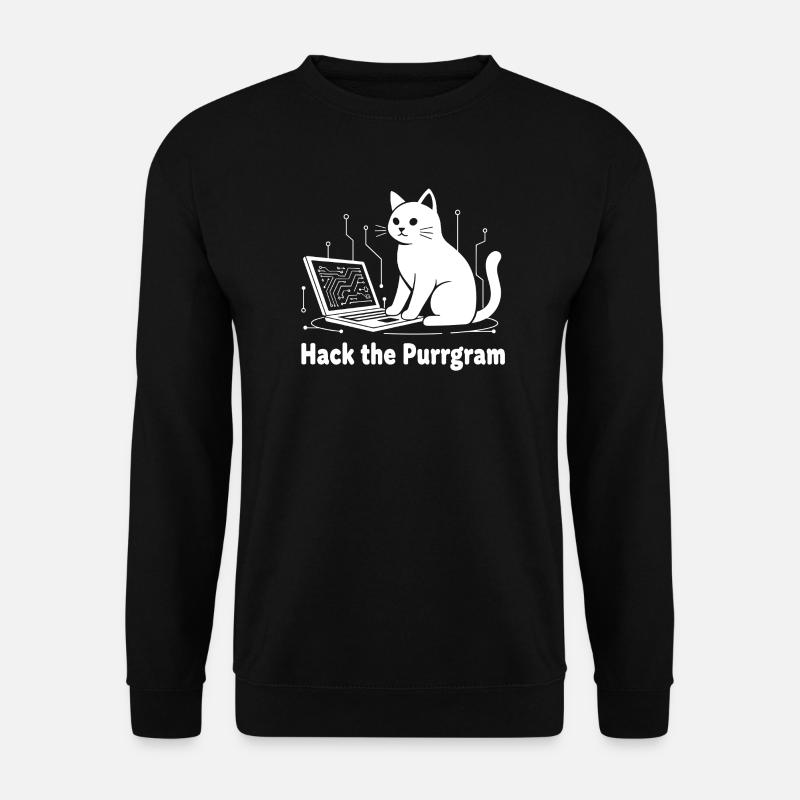 Purrrgram Hack: Katzentech Humor - Unisex Pullover - Schwarz