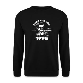 30th Birthday Pogo for life since 12/1995 - Unisex Sweatshirt - black - Front - Alina (178cm) & Michal (187cm)