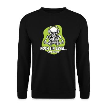 Gamer Skelett Noch Ein Level - Unisex Pullover - Schwarz - Vorne - Alina (178cm) & Michal (187cm)
