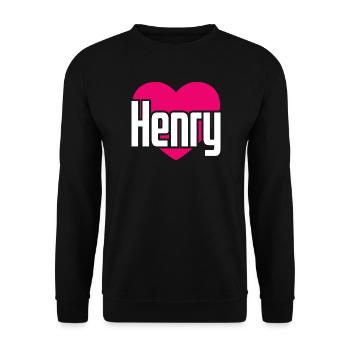 I Love Henry Pink Heart I Love Henry - Unisex Sweatshirt - black - Front - Alina (178cm) & Michal (187cm)