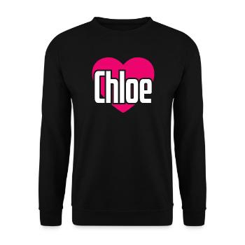 I Love Chloe Pinkes Herz Ich liebe Chloe - Unisex Pullover - Schwarz - Vorne - Alina (178cm) & Michal (187cm)