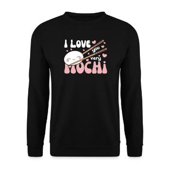 Je t’aime beaucoup mochi kawaii gâteau de riz mochi - Sweat-shirt Unisexe - noir - Devant - Alina (178cm) & Michal (187cm)