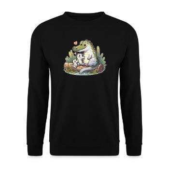 Süße Alligator Mama von zwei süßen Alligatoren - Unisex Pullover - Schwarz - Vorne - Alina (178cm) & Michal (187cm)