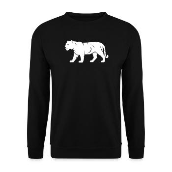 Tiger Walking Stripe Wilderness Vector - Unisex Sweatshirt - black - Front - Alina (178cm) & Michal (187cm)