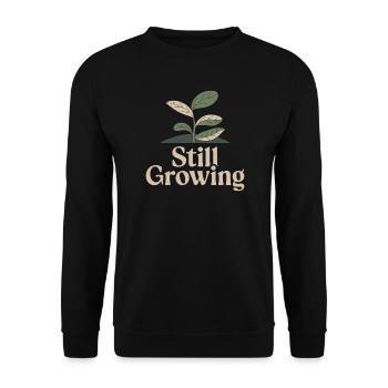 Still Growing – Vintage Plant - Unisex Sweatshirt - black - Front - Alina (178cm) & Michal (187cm)