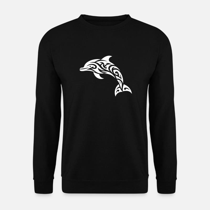 Springender Tribal Tattoo Tümmler Delfin - Unisex Pullover - Schwarz