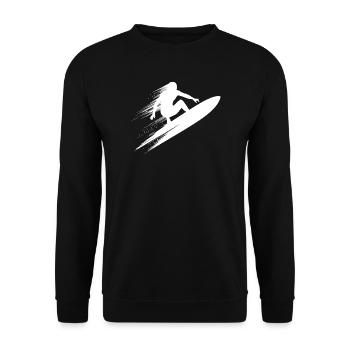 Energetische Surfer-Illustration Surfen - Unisex Pullover - Schwarz - Vorne - Alina (178cm) & Michal (187cm)