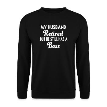 Mari retraité – T-shirt drôle - Sweat-shirt Unisexe - noir - Devant - Alina (178cm) & Michal (187cm)