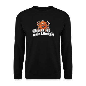 Chaos ist mein Lifestyle Monster - Unisex Pullover - Schwarz - Vorne - Alina (178cm) & Michal (187cm)
