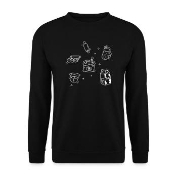 Küchen Doodles Weiße Linien - Unisex Pullover - Schwarz - Vorne - Alina (178cm) & Michal (187cm)