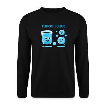 Perfect Couple Water and Bubbles Fun Cartoon - Unisex Pullover - Schwarz - Vorne - Alina (178cm) & Michal (187cm)