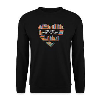 Ich stehe auf der Seite des Zitats des Banned Reading Freedom Buches - Unisex Pullover - Schwarz - Vorne - Alina (178cm) & Michal (187cm)