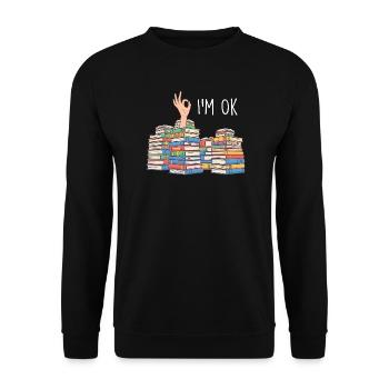 I’m Ok Funny Minimalist Book Lover Mood  - Unisex Sweatshirt - black - Front - Alina (178cm) & Michal (187cm)