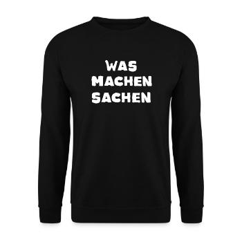   Was machen Sachen - Geschenkidee Handwerker  - Unisex Pullover - Schwarz - Vorne - Alina (178cm) & Michal (187cm)