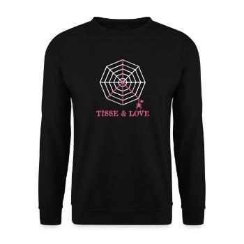 TISSE UND LIEBE! (Frieden, Spinne, Netz) - Unisex Pullover - Schwarz - Vorne - Alina (178cm) & Michal (187cm)