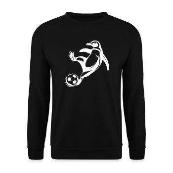 Penguin Soccer Player Silhouette Soccer Goal Kick - Unisex Sweatshirt - black - Front - Alina (178cm) & Michal (187cm)