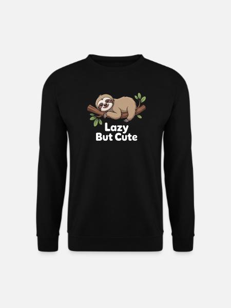 Lazy But Cute – Kawaii Faultier - Unisex Pullover - Schwarz