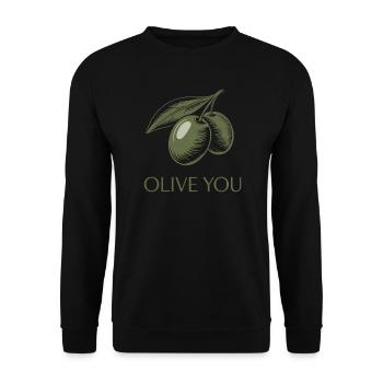 Olive You – Clean Minimal - Unisex Sweatshirt - black - Front - Alina (178cm) & Michal (187cm)