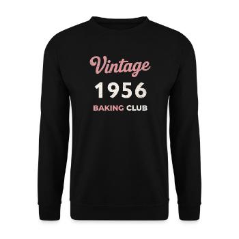 Vintage 1956 – Baking Club Retro Geburtsjahr - Unisex Pullover - Schwarz - Vorne - Alina (178cm) & Michal (187cm)