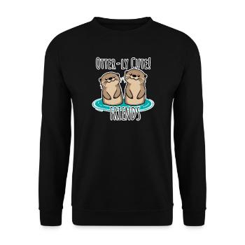 Otterly Cute! Lustiges Freundschafts-Teil für BFF - Unisex Pullover - Schwarz - Vorne - Alina (178cm) & Michal (187cm)