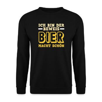 I'm the proof - beer makes you beautiful - Unisex Sweatshirt - black - Front - Alina (178cm) & Michal (187cm)