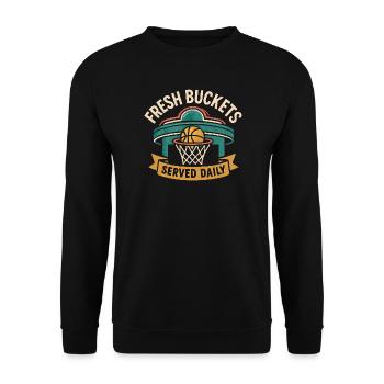 Basketball Spruch Humor Basketballer Geschenkidee - Unisex Pullover - Schwarz - Vorne - Alina (178cm) & Michal (187cm)