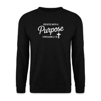 Zielgerichtetes Glaubenskreuz Epheser 2,10 - Unisex Pullover - Schwarz - Vorne - Alina (178cm) & Michal (187cm)