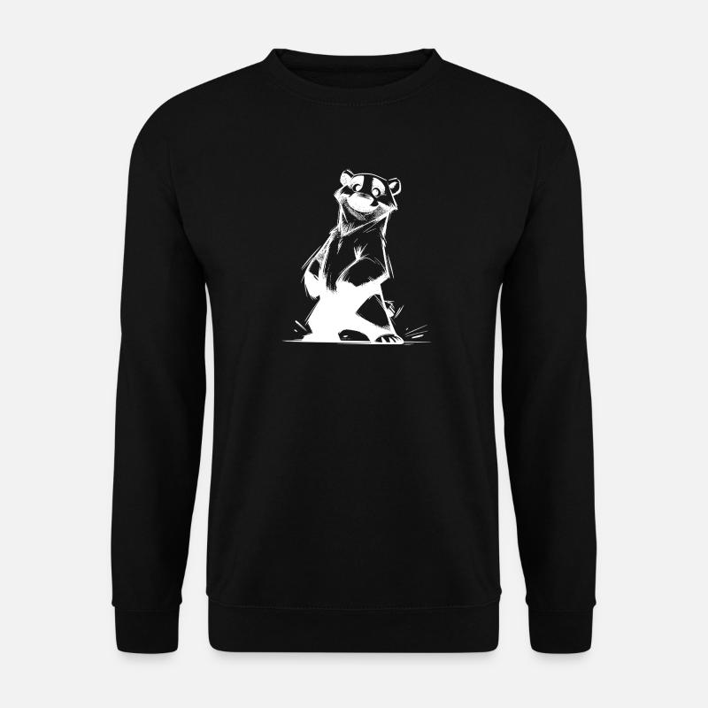 Lächelnder Eisbär Lieblingsmaskottchen Skizze - Unisex Pullover - Schwarz