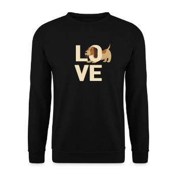 Ich liebe Hunde - Unisex Pullover - Schwarz - Vorne - Alina (178cm) & Michal (187cm)