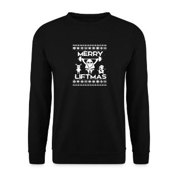 Weihnachtskraft Santa hebt Gewichte - Unisex Pullover - Schwarz - Vorne - Alina (178cm) & Michal (187cm)