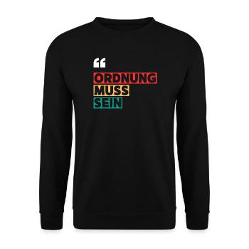 Ordnung muss sein – Klarer Schriftzug - Unisex Pullover - Schwarz - Vorne - Alina (178cm) & Michal (187cm)