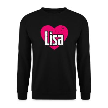 J’aime Lisa Cœur Rose J’aime Lisa - Sweat-shirt Unisexe - noir - Devant - Alina (178cm) & Michal (187cm)