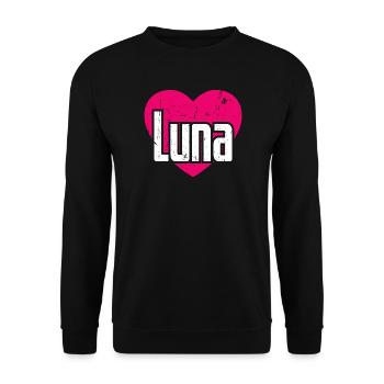 I Love Luna Pink Heart I Love Luna - Unisex Sweatshirt - black - Front - Alina (178cm) & Michal (187cm)