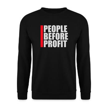 People Before Profit Aktivismus Gerechtigkeit Logo - Unisex Pullover - Schwarz - Vorne - Alina (178cm) & Michal (187cm)