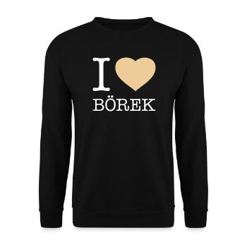 I love Börek - Unisex Pullover - Schwarz - Vorne - Alina (178cm) & Michal (187cm)
