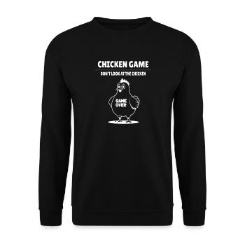 Game Over Retro Hühnchen - Lustiges Gaming Motiv - Unisex Pullover - Schwarz - Vorne - Alina (178cm) & Michal (187cm)