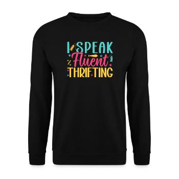 Acheteur d’occasion Je parle couramment Friperie Friperie - Sweat-shirt Unisexe - noir - Devant - Alina (178cm) & Michal (187cm)