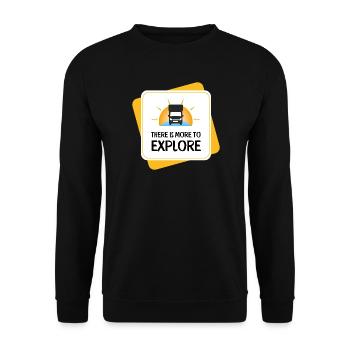 There Is More to Explore – Camper - Unisex Pullover - Schwarz - Vorne - Alina (178cm) & Michal (187cm)